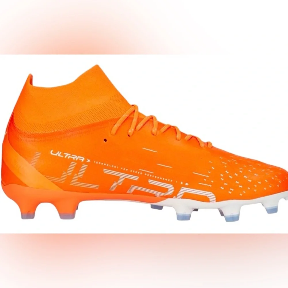 Puma Ultra Pro FG Mens 10 Orange Soccer Cleats Performance Speed Boots BNIB - Picture 2 of 7